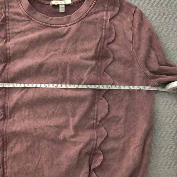 Anthropologie Erin + Ali Scalloped Trim Acid Wash Pullover - Picture 8 of 11